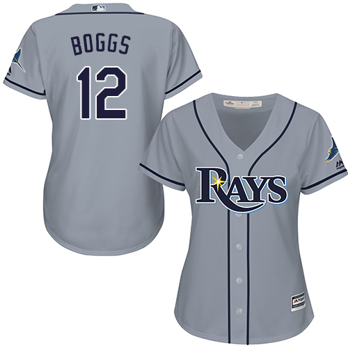 Rays #12 Wade Boggs Grey Road Women's Stitched MLB Jersey - Click Image to Close